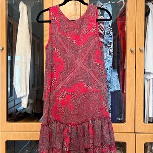 Tommy Hilfiger Pink Paisley Ruffle-Hem Mini Dress